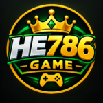 HE786 Game logo with green and gold gaming design